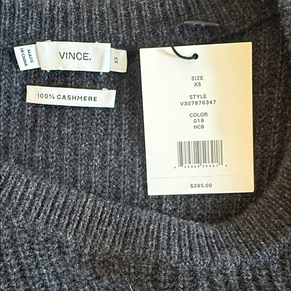 Vince Cashmere Grey Blue Ribbed Cashmere Sweater NWT - Picture 5 of 6